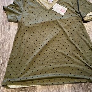 Lularoe christy med new with tag polka dots on army green